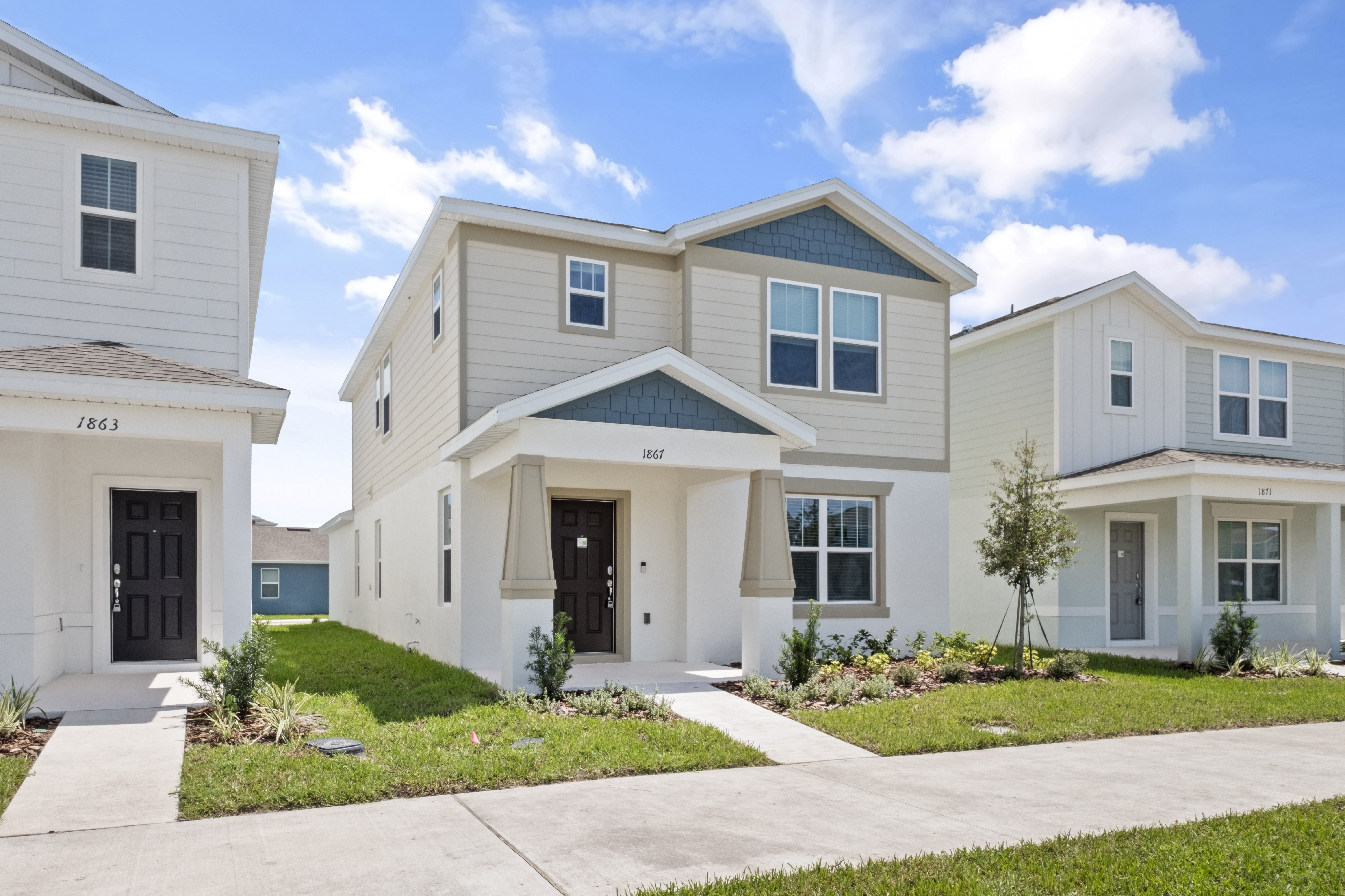 Three newly built homes